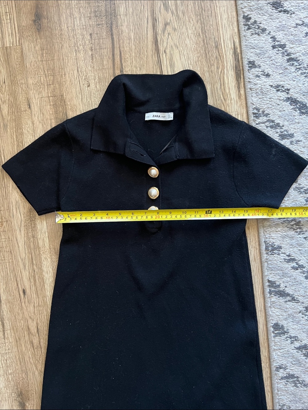 Zara Black Polo Dress with Gold Buttons EUC - Picture 7 of 7